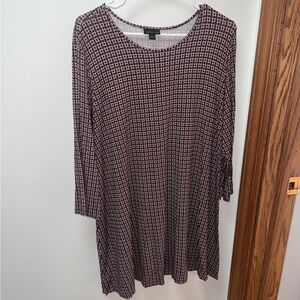 J. Jill Wearever Collection Burgundy Geometric Swing Tunic Top XL 3/4 Sleeve